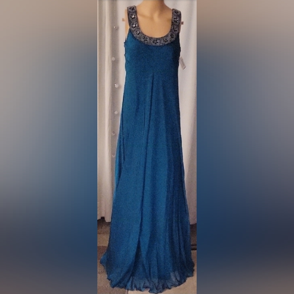 Vintage Womens Formal Silk Dress In Green